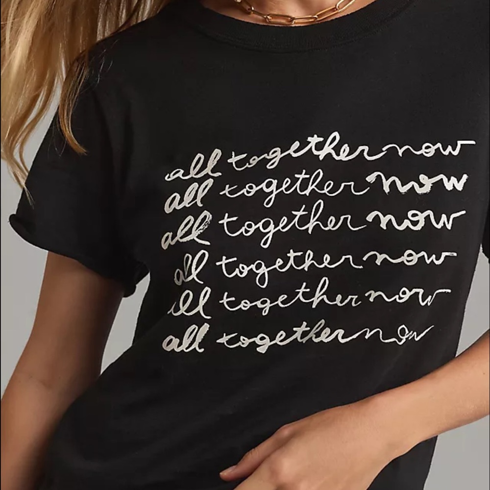Maeve Black Short Sleeve Tee with White Script